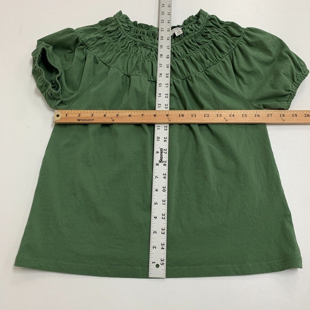 J Crew Circle Smocked Tee Womens XS Extra Small Avocado Keyhole Short Sleeve - Picture 6 of 12